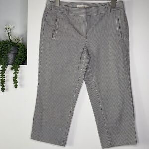 Loft Seersucker Cropped‎ Stripe Capri Pants Navy 8P